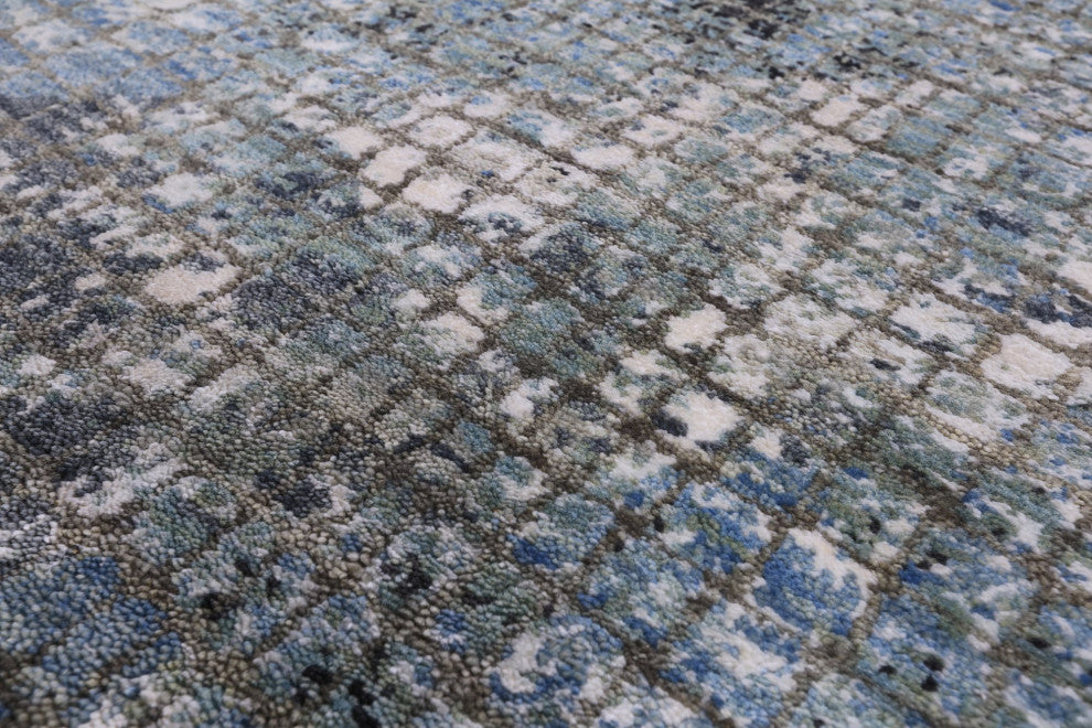 Abstract Wool and Silk Handmade Rug 6' 0" X 9' 2" Q8893