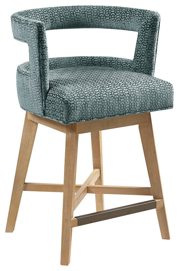 Madison Park Counter Stool Armed Swivel Height Barstools, Teal Blue
