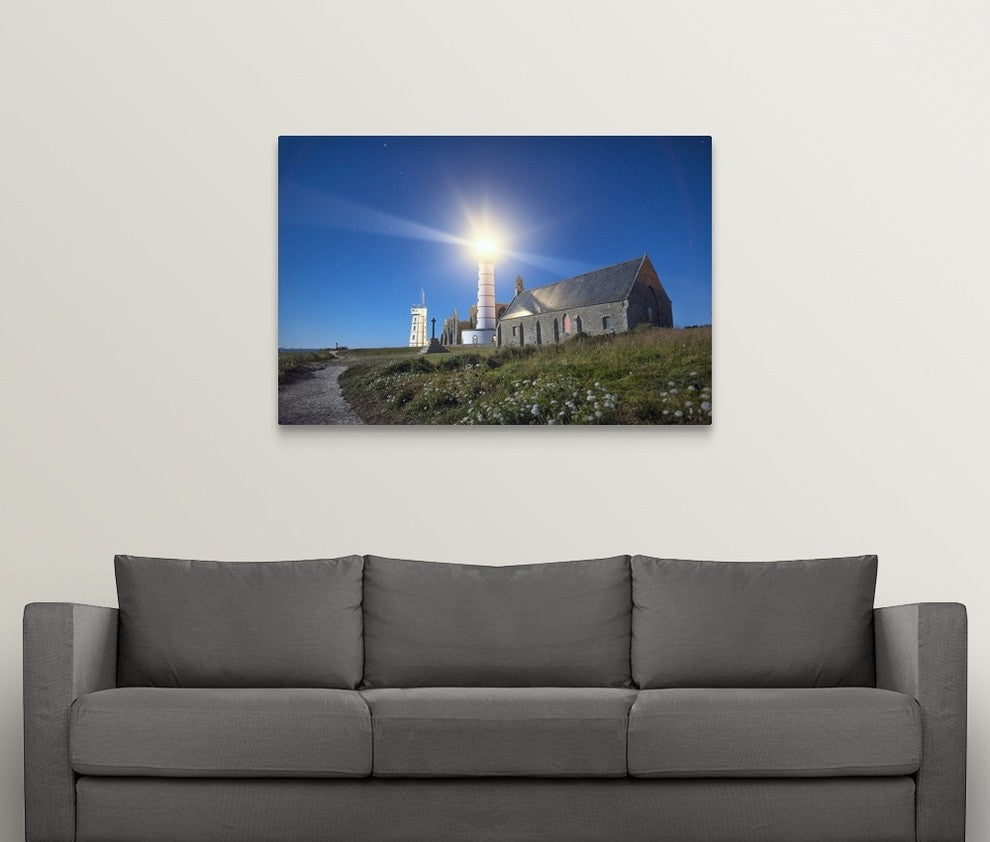 "Pointe Saint Mathieu lighthouse" Wrapped Canvas Art Print, 48"x32"x1.5"
