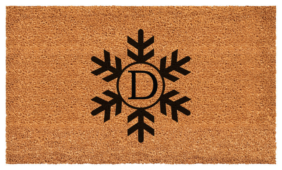 Calloway Mills Snowflake Monogram Doormat, 30"x48", Letter D