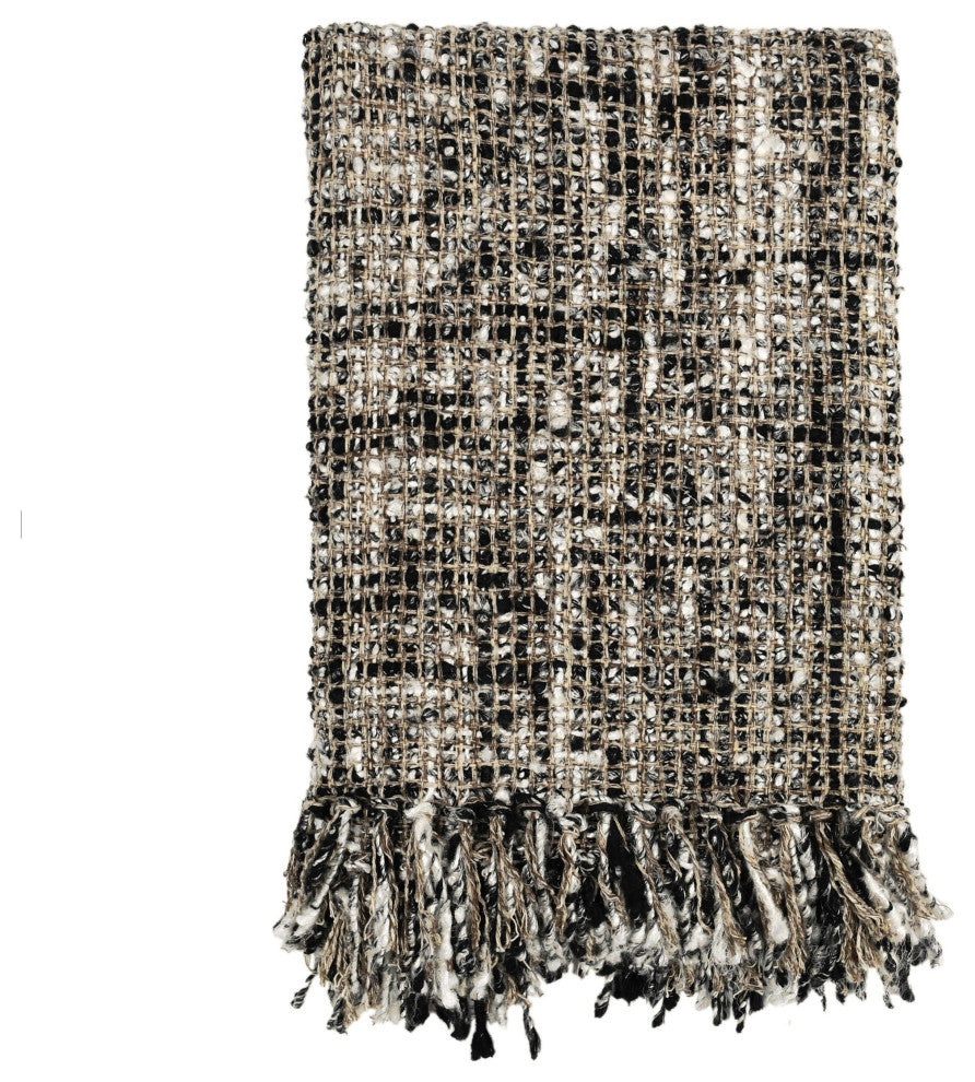 Porter Recycled Cotton Blend Throw Blanket Blanket, Black