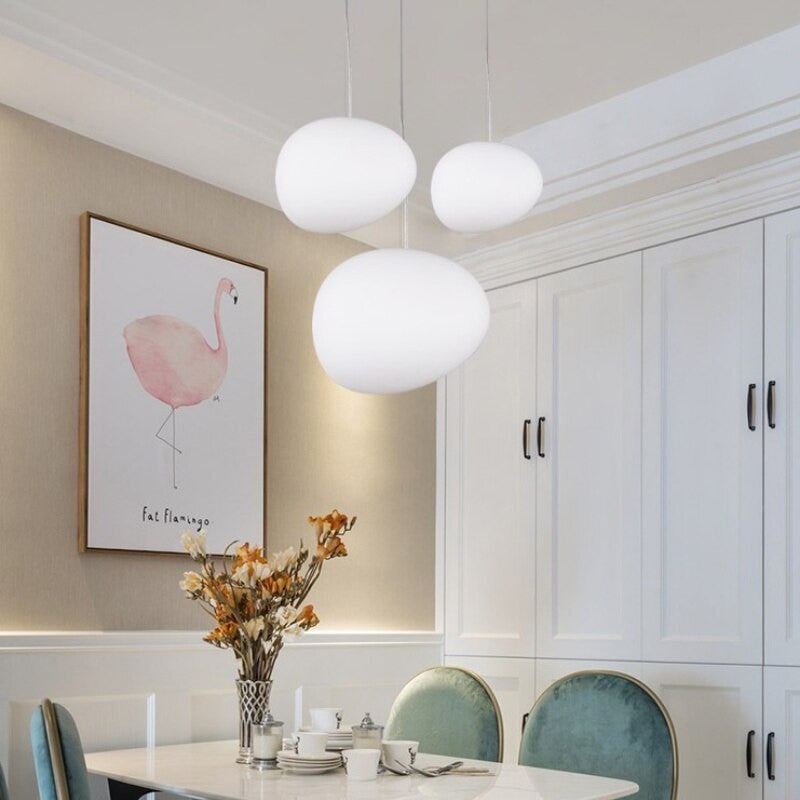 Nordic White Glass LED Pendant Lamps For Dining room, Cafe, Pd005a