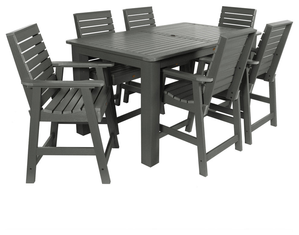 Weatherly 7-Piece Rectangle Counter-Height Dining Set, Coastal Teak