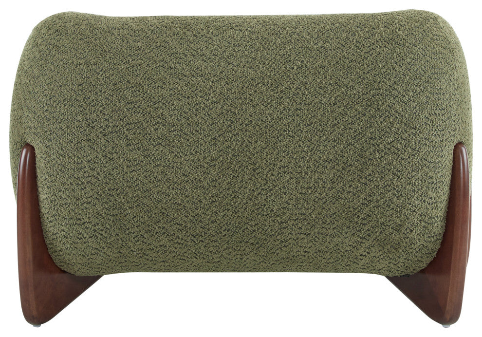 GDF Studio Modern Upholstered Boucle Accent Armchair With Wood Legs, Olive Green