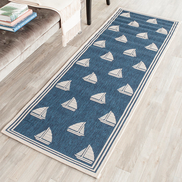 Courtyard Cy7422-258A22, Navy/Beige, 8'0" X 11'0"