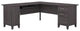 L-Shaped Desk, Keyboard Tray & Cabinet/Drawers With Metal Pulls, Storm Gray