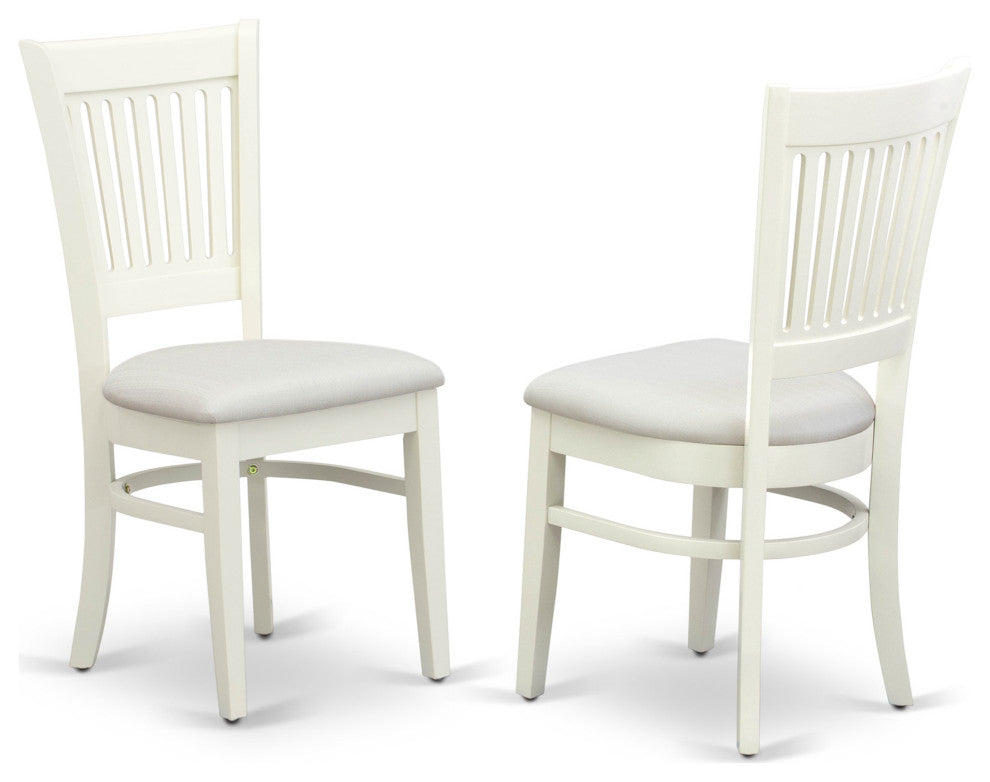 3Pc Dining Set -2 Wood Chair, Breakfast Table, Round Top, Linen White, Black