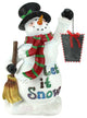Polyresin Snowman Holding Broom and Blackboard
