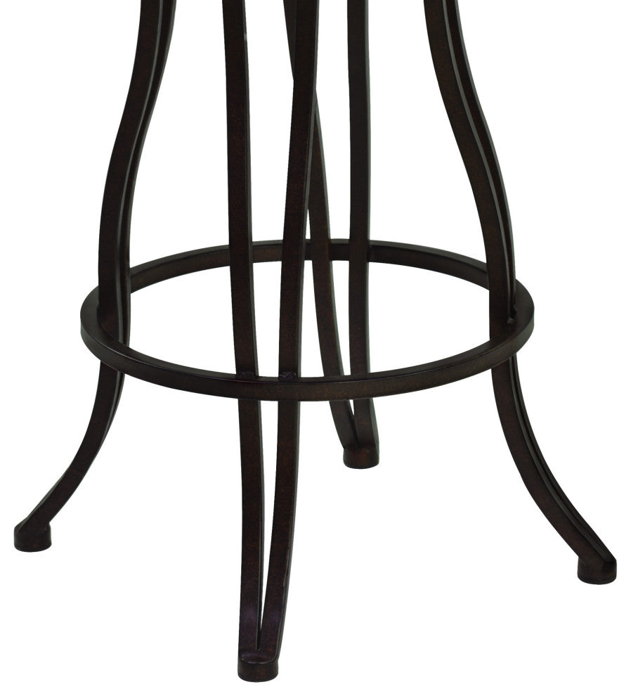 30" Dark Espresso Scroll Back Metal Swivel Bar Stool