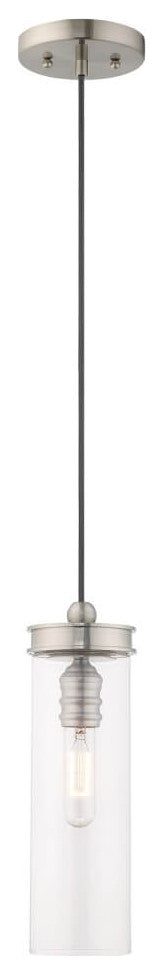 Livex Art Glass 1 Light 5" Pendant Brushed Nickel