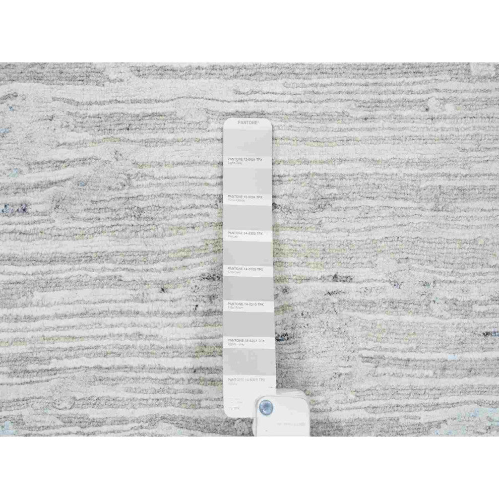 Gray Modern Hand Knotted Hand Spun Undyed Natural Wool Runner Rug, 2'6"x9'9"