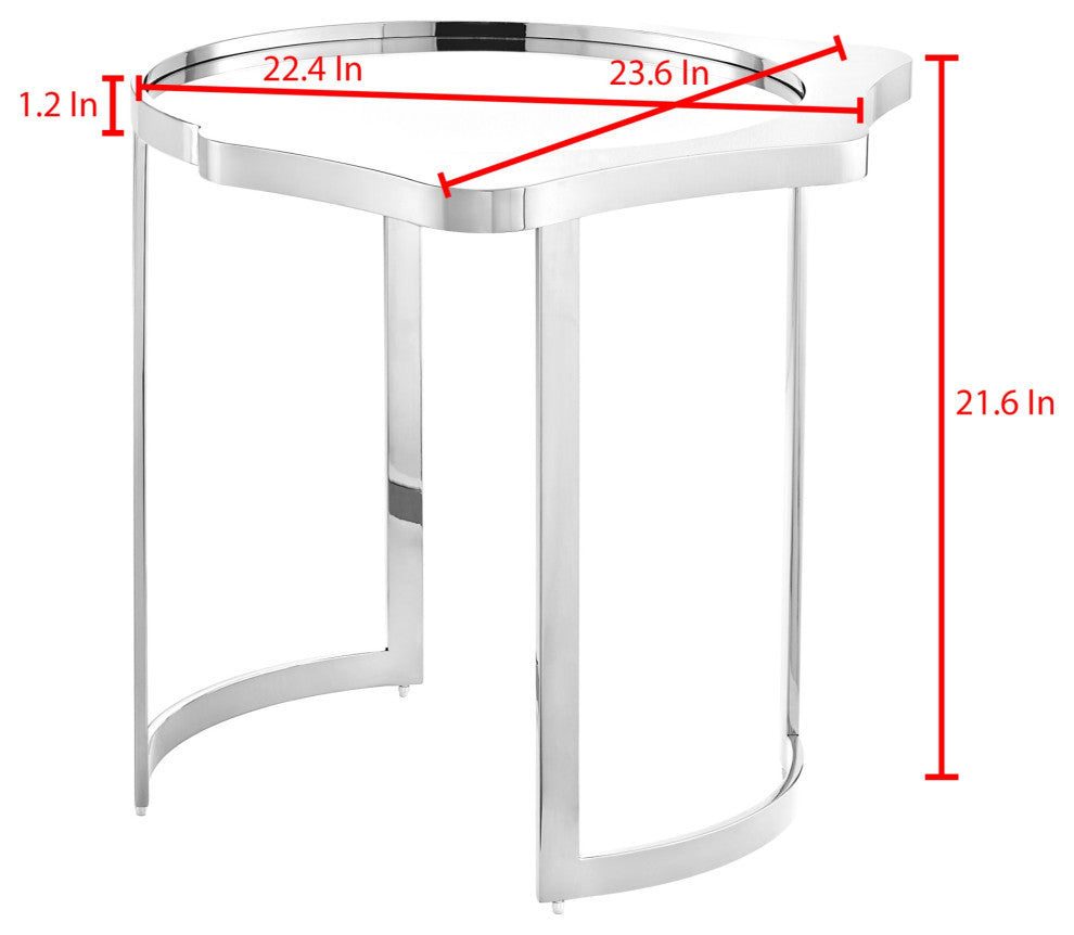 Inspired Home Xayden End Table, Mirrored Top, Gold