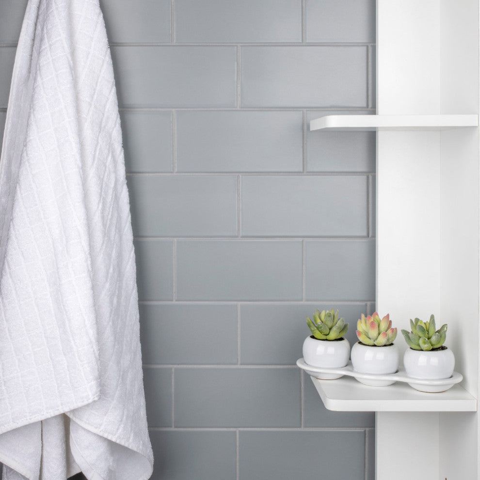 Projectos Matte Ceramic Floor and Wall Tile, Cloud Grey