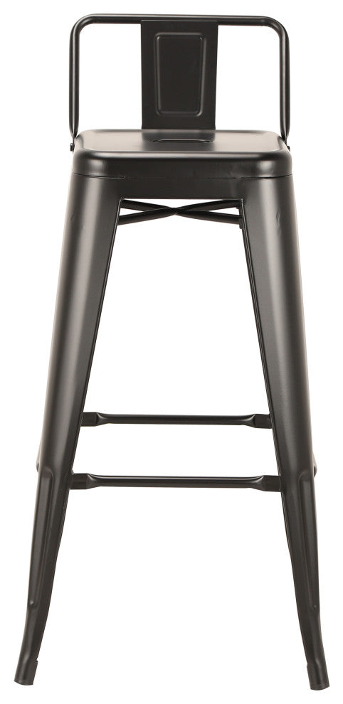 Metal Bar Stool with Backrest 26" height, Set of 4, Black