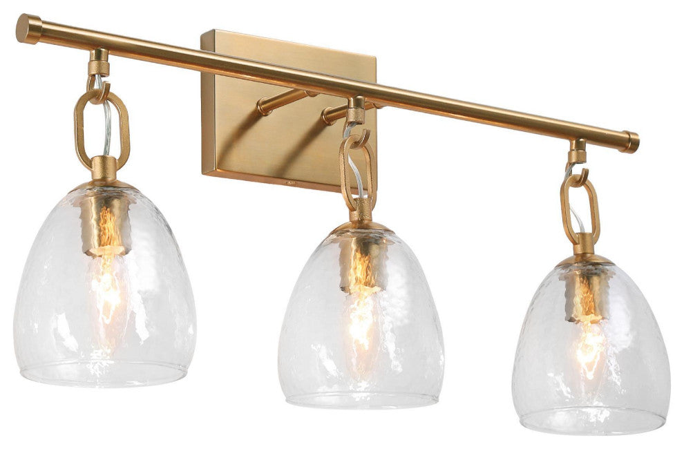 LNC Polished Gold Modern Textured-Glass Bell Wall Sconce, 3 Lights