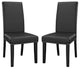 Parcel Dining Side Chair Vinyl Set of 2, Black