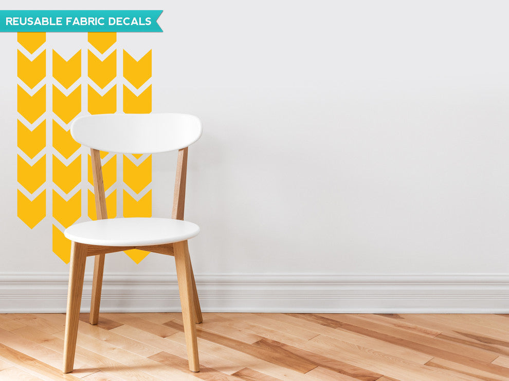 Chevron Arrows Fabric Wall Decals, Set of 26 Chevron Decals, Yellow Orange