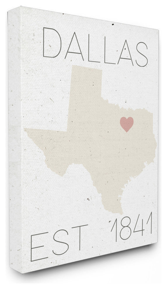 Dallas Est 1841, 24"x30", Stretched Canvas Wall Art
