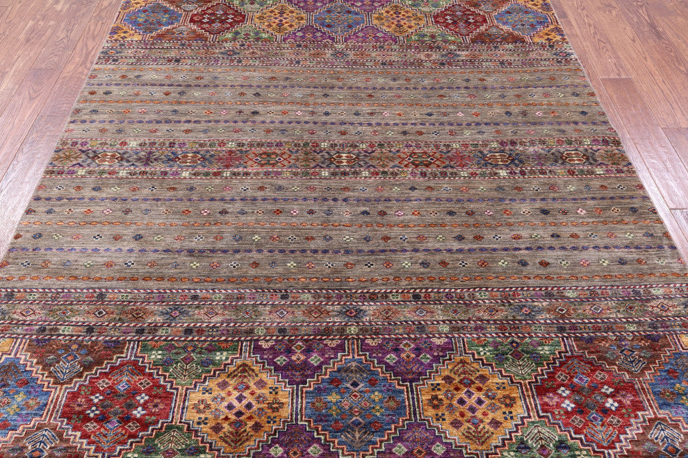6' 7" X 9' 6" Super Kazak Khorjin Hand Knotted Wool Rug Q9667