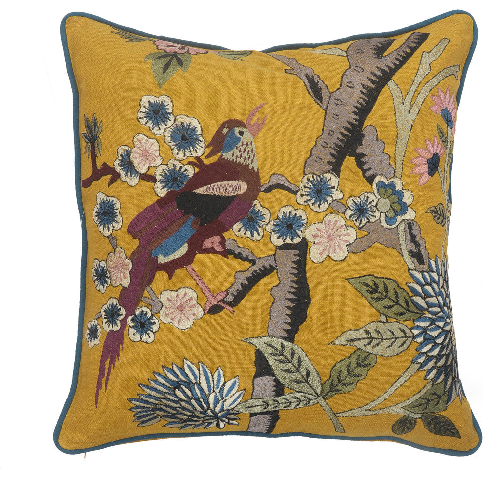 Yellow Bird of Paradise Throw Pillow