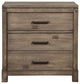 Weathered Grey Finish Wood 3 Drawer Nightstand