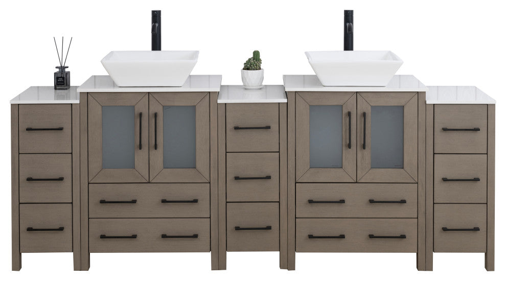 Vanity Art Bathroom Vanity Set With Sink, Driftwood Gray, 84", Standard Mirror