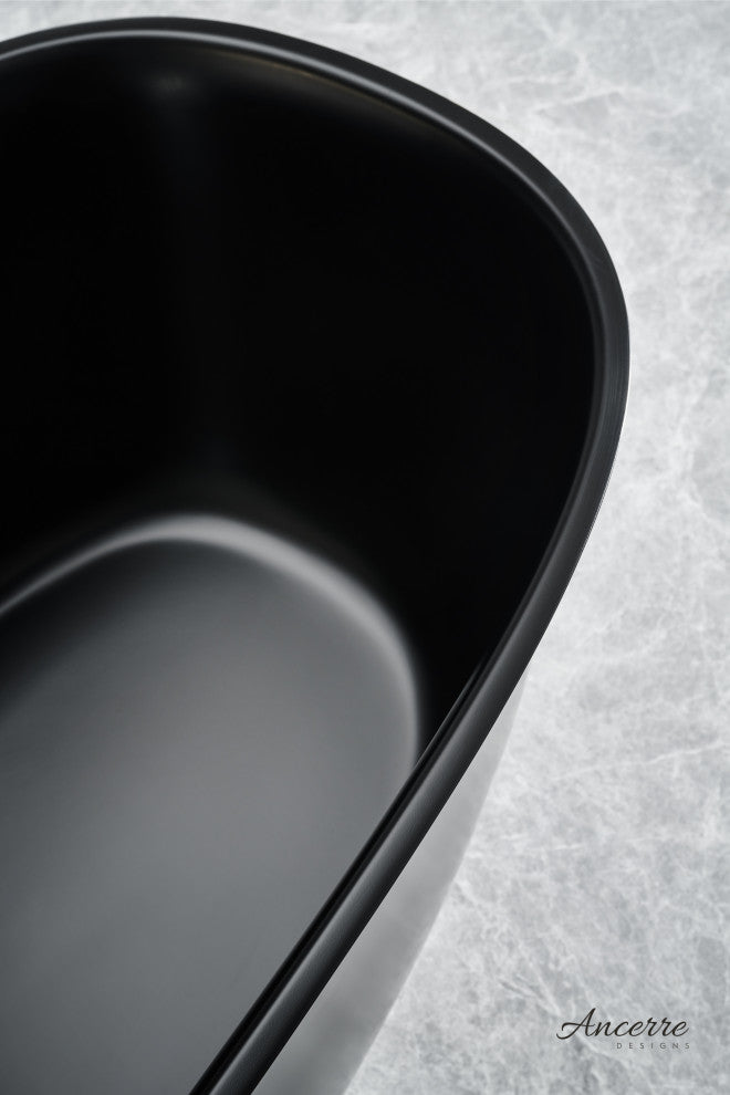 Fiore 67" Freestanding Solid Surface Bathtub, Black