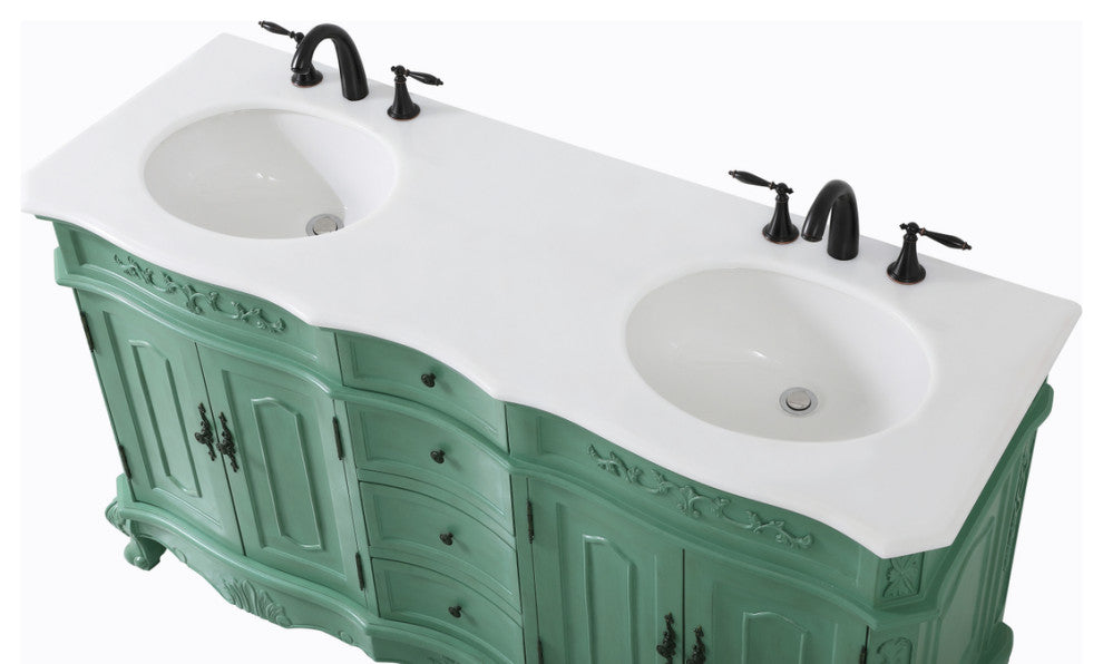 72" Double Bathroom Vanity, Teak