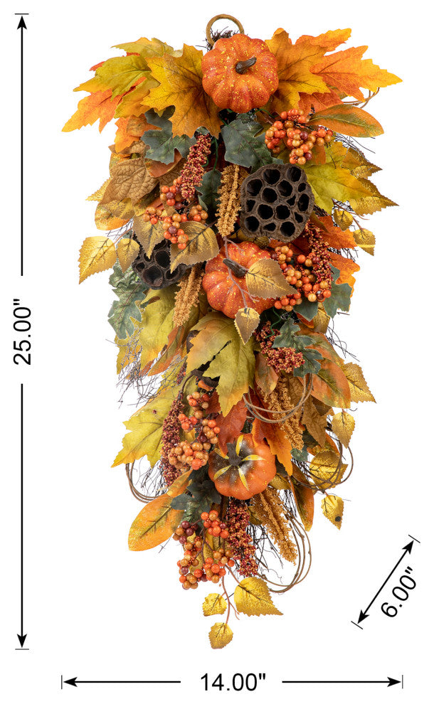 25"H Fall Pumpkin Leaf Swag