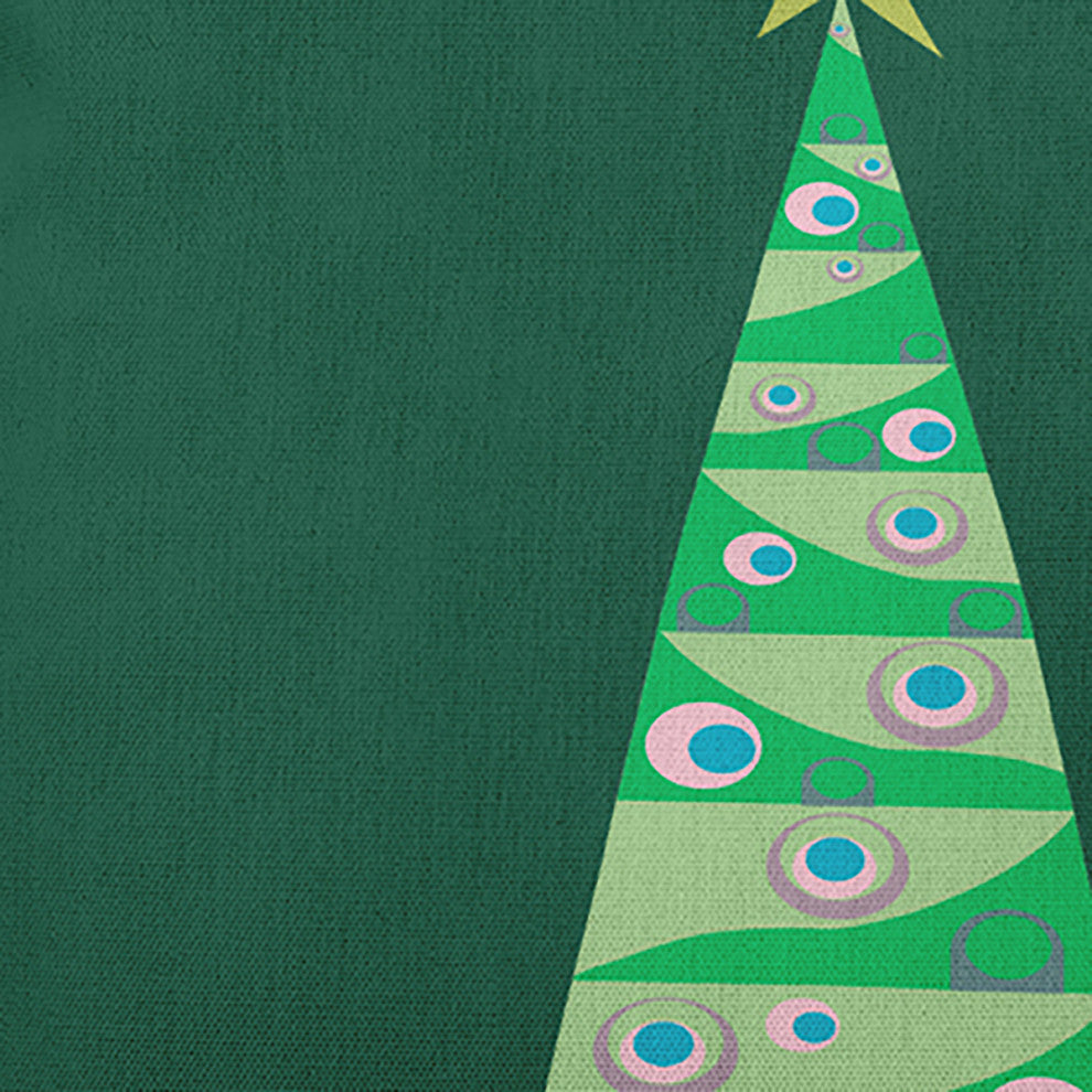 Cartoon Christmas Tree Accent Pillow, Forest Green, 14"x20"