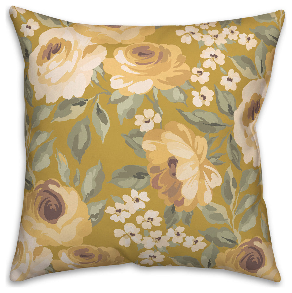 Yellow Flowers 5 16x16 Indoor / Outdoor Pillow