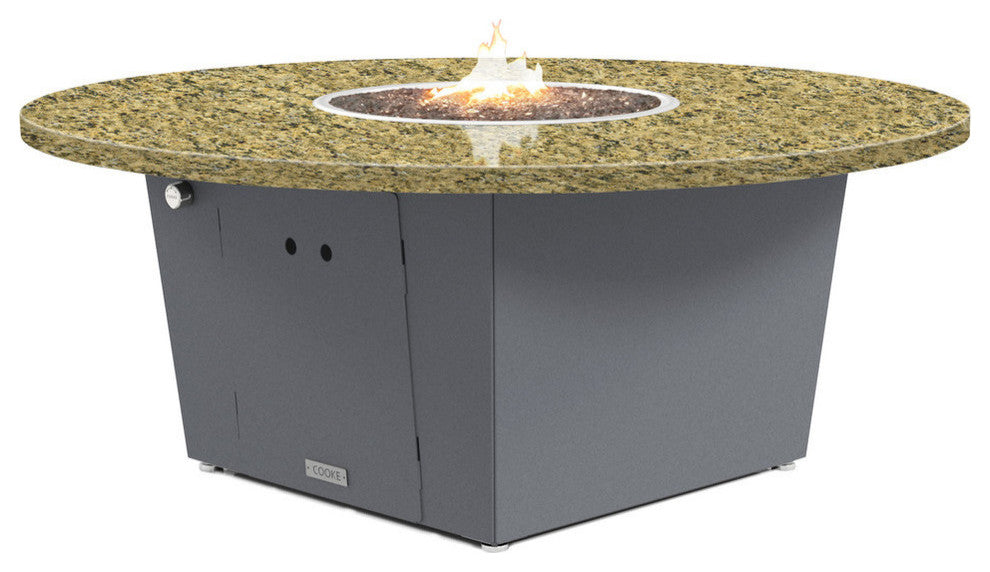 Fire Pit Table 55"D, Natural Gas, Santa Cecillia Granite, Gray