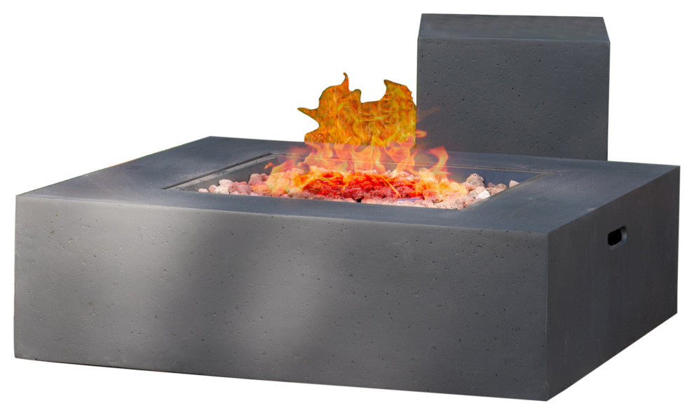 GDF Studio Hearth Square 50K BTU Outdoor Gas Fire Pit Table With Tank Holder, Dark Gray