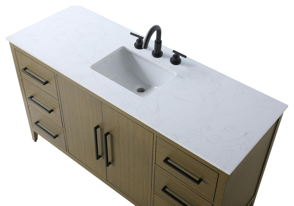 Home Living 60" Single Bathroom Vanity, Chestnut Brown