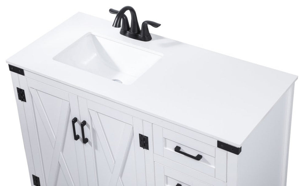 Home Living 19" Farmhouse White-Light Bathroom Vanity