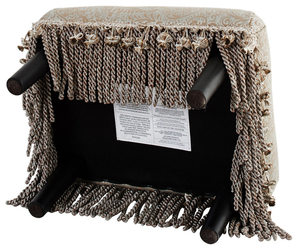 Fiona Footstool, Teal and Tan