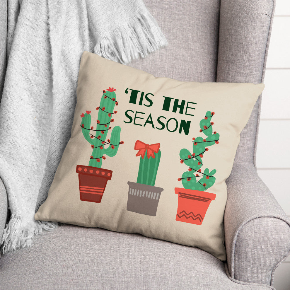 Tis the Season 18x18 Spun Poly Pillow, Cactus