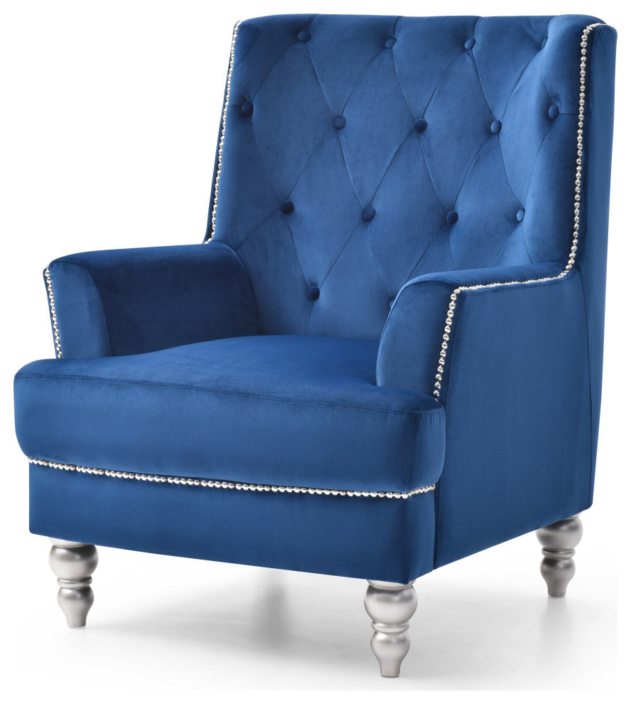 Pamona Navy Blue Velvet Chair