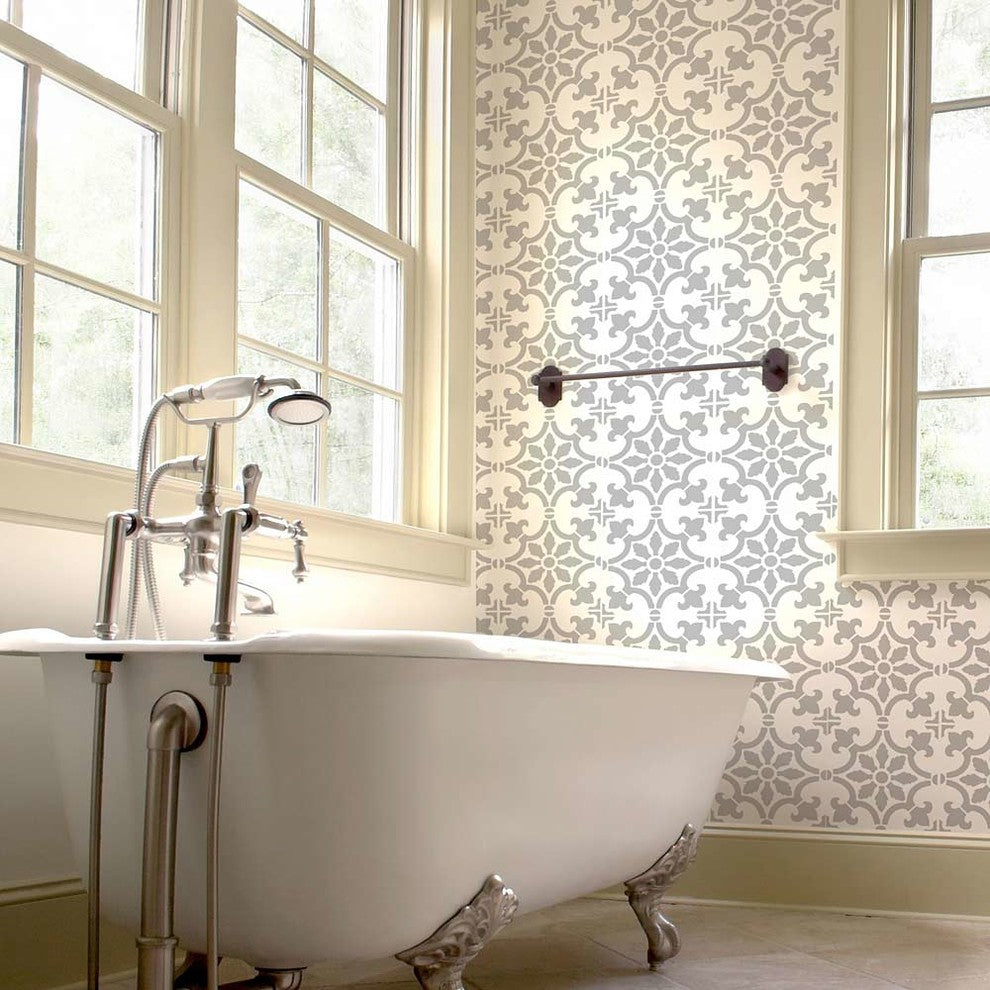 Fabiola Tile Stencil, Portuguese Tile Stencils, DIY Faux Tiles, Medium
