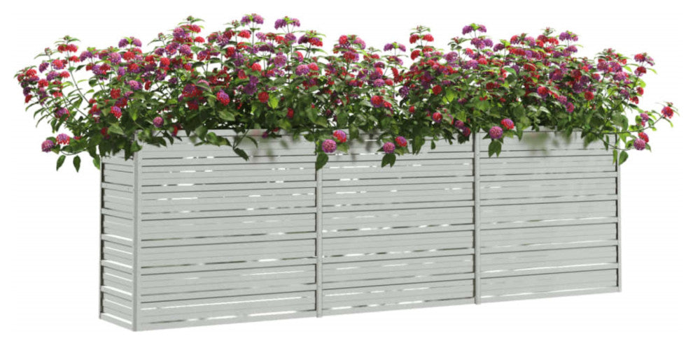 Vidaxl Garden Raised Bed 94.5"x15.7"x30.3" Galvanized Steel Silver