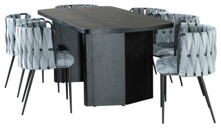 Bradley Rectangular Dining Table Set With 6 Gray Chairs