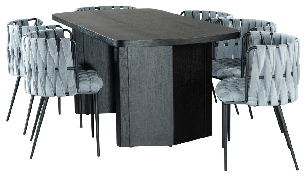 Bradley Rectangular Dining Table Set With 6 Gray Chairs