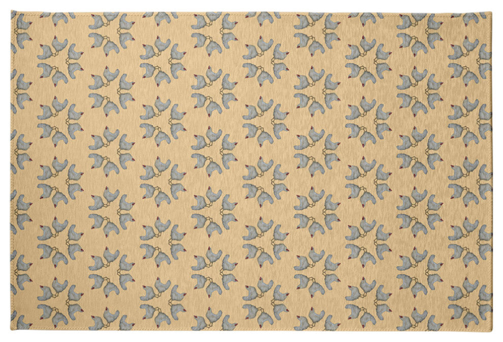 Chickens-go-round Easter Chenille Rug, Corn Yellow, 4'x6'