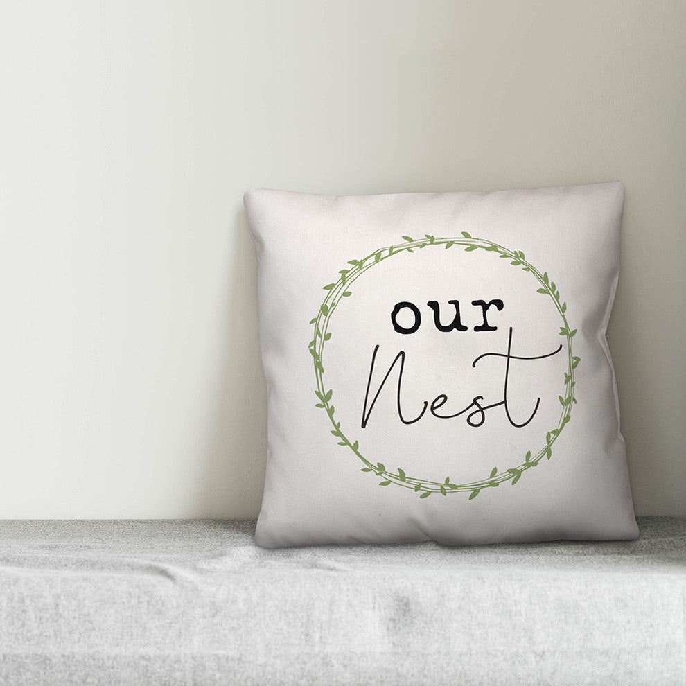 Our Nest Wreath 16x16 Throw Pillow