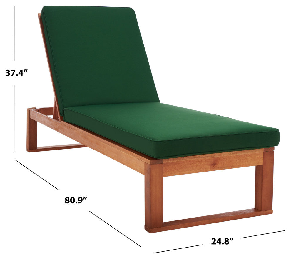 Safavieh Solano Sunlounger, Natural Wood/Green