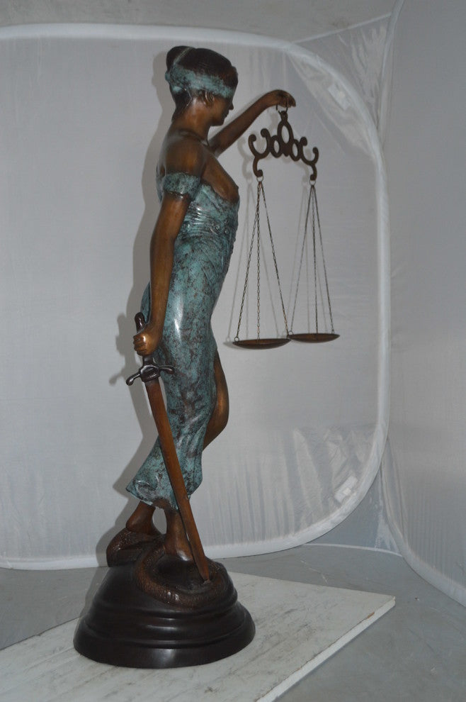 Lady Justice Large Bronze Statue -  Size: 22"L x 13"W x 44"H.