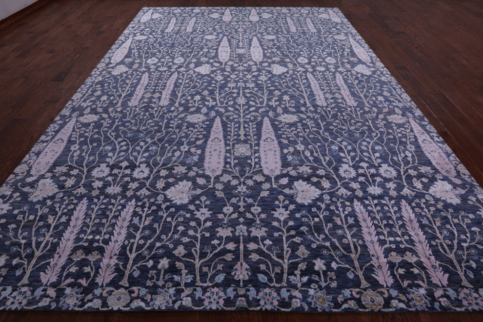9' 10" X 14' 1" Wool and Silk Persian Ziegler Handmade Rug Q11807