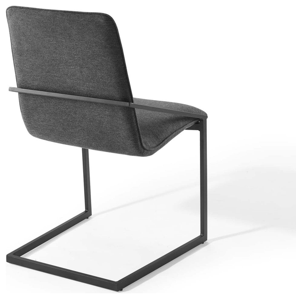 Pitch Dining Armchair Upholstered Fabric Set of 2 Black Charcoal