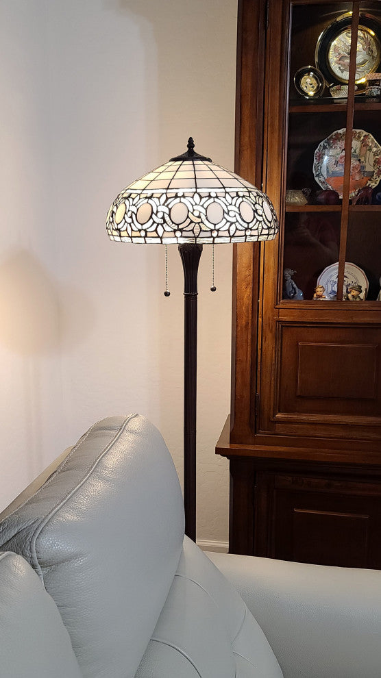 Tiffany Style 2 Light Old Fashioned Floor Lamp, 62" Tall