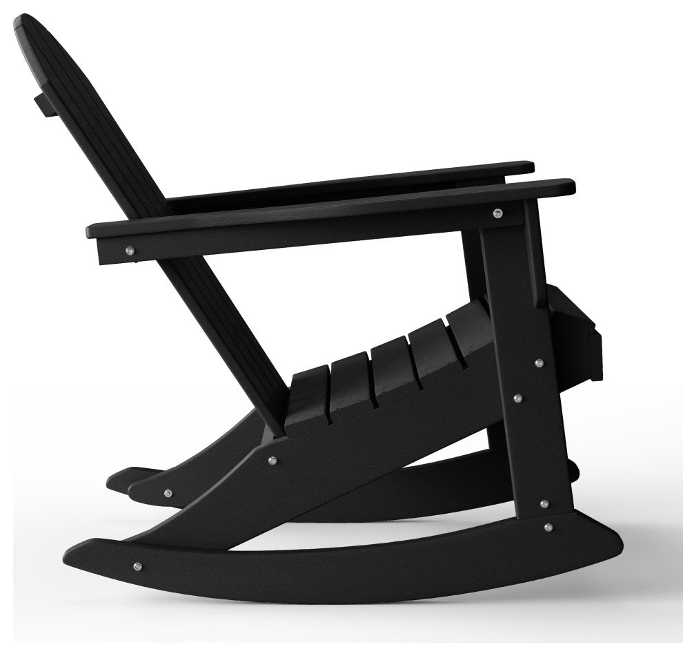 WestinTrends Outdoor Patio Adirondack Rocking Chair Lounger, Porch Rocker, Black